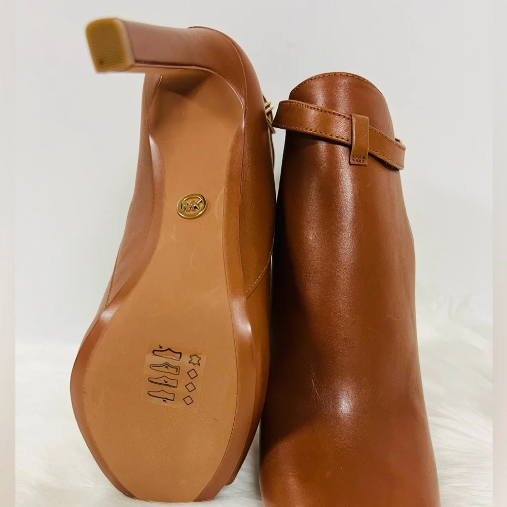 MICHAEL Michael Kors Lawson Leather Open-Toe Ankle Boot In Luggage Size … - Picture 10 of 10